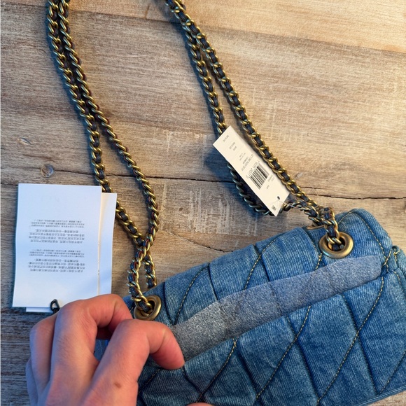Coach Denim Quilted Shoulder Bag with Gold Chain - Picture 4 of 6